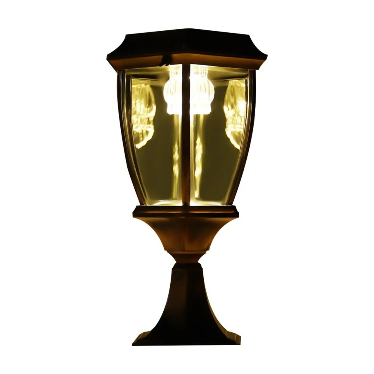 Pair Outdoor Solar Powered LED Pillar Post Light Rear Light Garden Lantern Decor